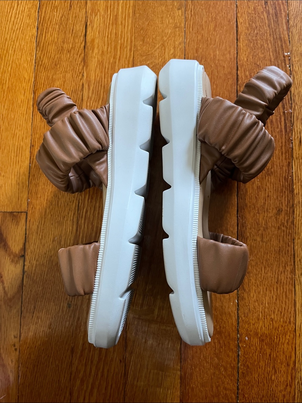 Vaneli Ruched Brown Slingback Sandals - Picture 4 of 5